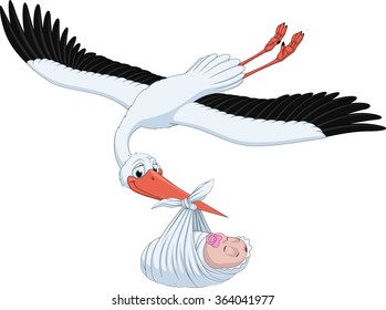 Stork and baby