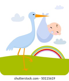 Stork and baby