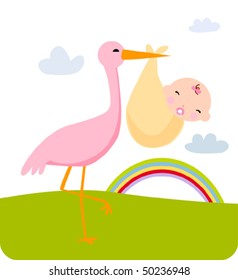 Stork and baby