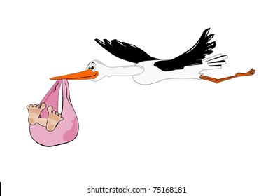 Stork with baby