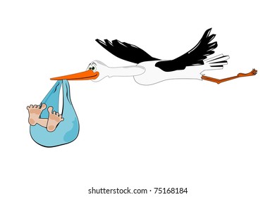 Stork with baby