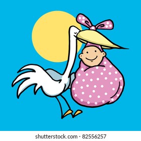 Stork with a Baby