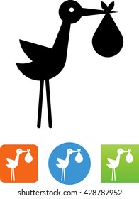 Stork With Baby / Birth Announcement Icon