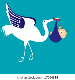 stork with baby boy