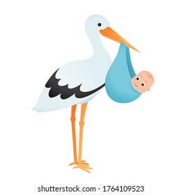 Stork with baby boy vector