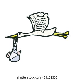 dibujo de cigüeñas y bebés
