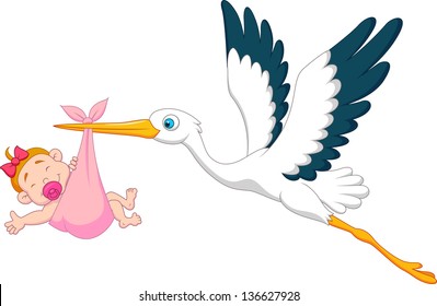 Stork with baby girl