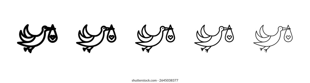 Stork with baby icon filled flat sign concept for web design.