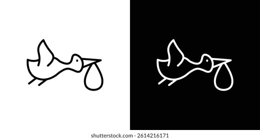 Stork with baby icon outline collection for web design