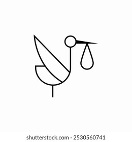 stork with baby icon sign vector