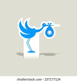 Stork baby icon vector
