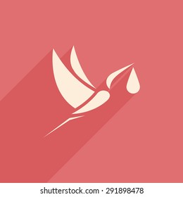 stork and baby logo sign pink background vector illustration