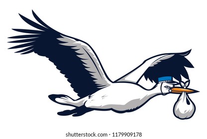 Stork with baby, Vector Illustration