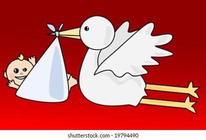 Stork and baby vector illustration