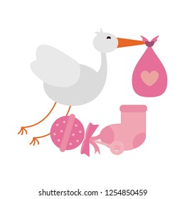 stork with bag and maraca with sock