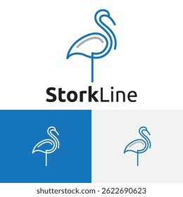 Stork Bird Animal Wildlife Jungle Line Outline Business Logo Template