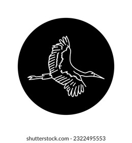 Stork bird black line icon. Pictogram for web page, mobile app, promo.