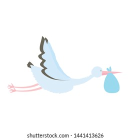 stork bird flying with bag