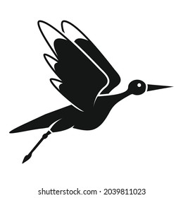 Stork bird icon simple vector. Fly crane. Nest baby