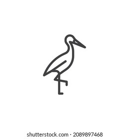 Stork bird line icon. linear style sign for mobile concept and web design. Stork outline vector icon. Symbol, logo illustration. Vector graphics