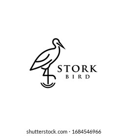 stork bird logo design vector