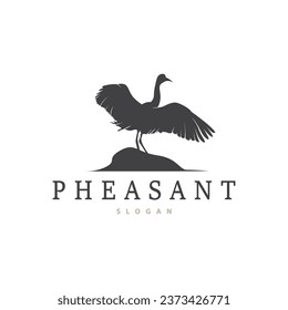 Stork Bird Logo, Heron, Grass, And River Design, Vector Simple Template illustration