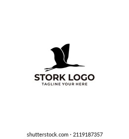 Logo-Vorlage für Storchenvögel, Vektorsilhouette