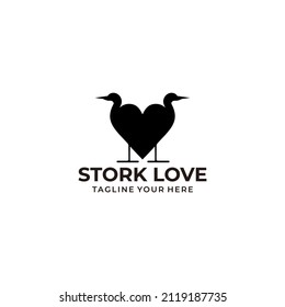 Stork bird logo template design vector silhouette