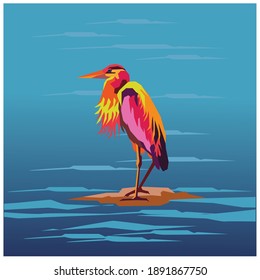 stork bird on wpap pop art style for illustration and background