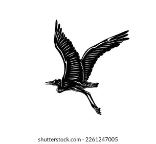 Silhouettes de aves de cigüeña, diseño vectorial de arte 