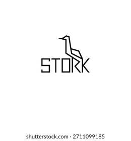 Stork bird text logo typographic design.