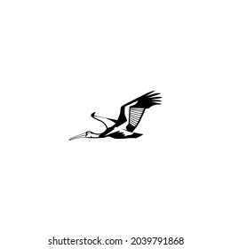 Storch in Schwarz-Weiß, Vektorgrafik, Maskottchen, Logo. EPS10