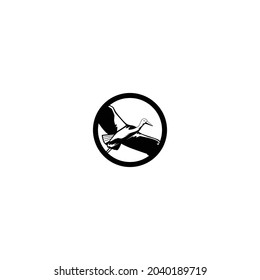 Stork in Black and white vector illustration, mascot, logo. eps10