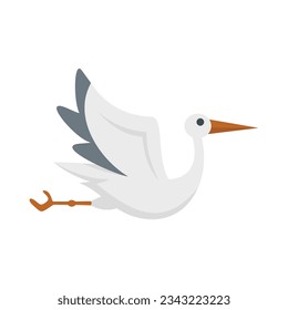 Stork branch icon flat vector. Baby stork. Nest bird isolated