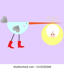 stork bringing children. baby shower funny card