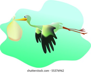 stork bringing new born child