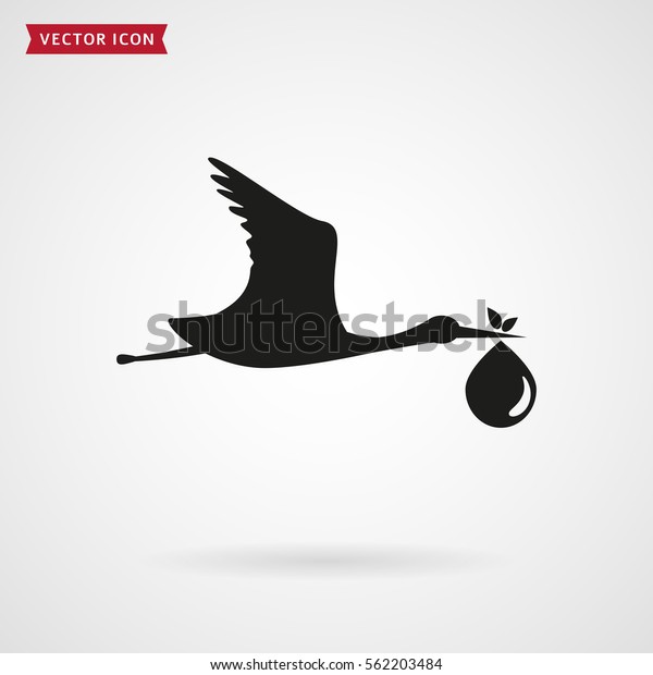 Der Storch Bringt Das Baby Symbol Stock Vektorgrafik Lizenzfrei