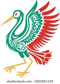 Stork with Bulgaria flag color