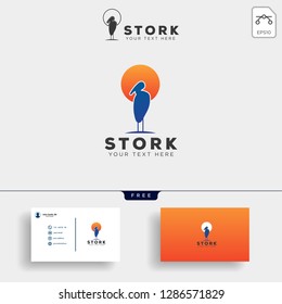 stork business logo template creative vector illustration with business card, icon elements isolated