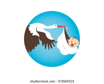 Stork Carrying Baby