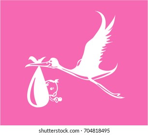 the stork is carrying the baby