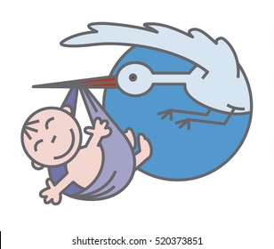 Stork carrying the baby boy
