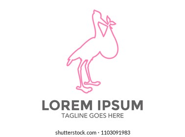 Stork Carrying Baby Logo vector illustration