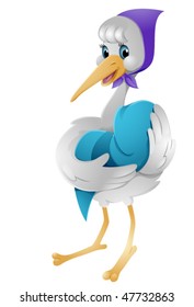 Stork carrying Baby - Vector