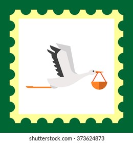 Stork carrying bundle 