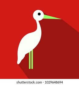 stork cartoon in flat style with shadow