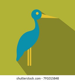 stork cartoon in flat style with shadow