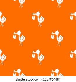 Stork child pattern vector orange for any web design best