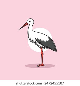Storch-Clipart. Flache Vektorillustration.