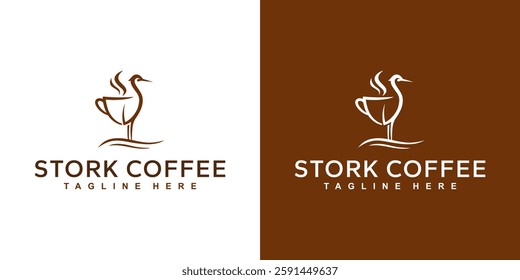 stork and coffee logo icon design flat vector
